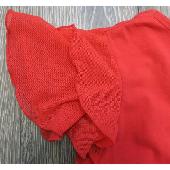 BABY PHAT Flutter Sparkle Top Size L Girls Ruffle Sleeve Gold Red Y2K Hip Hop - Picture 5 of 9